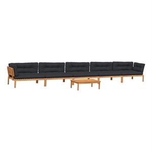 Pemberly Row 6 Piece Solid Acacia Wood Patio Pallet Sofa Set in Natural Wood