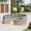 Pemberly Row Contemporary Patio Sofa Set in Beige & Light Gray