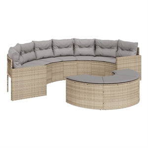 Pemberly Row Contemporary Patio Sofa Set in Beige & Light Gray