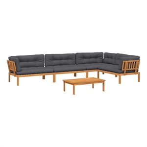 Pemberly Row Contemporary Pallet Sofa Set in Natural Wood & Anthracite