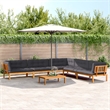 Pemberly Row 6 Piece Solid Acacia Wood Patio Pallet Sofa Set With Cushions