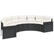 Pemberly Row Contemporary Patio Sofa Set in Powder-coated Black & Cream