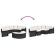 Pemberly Row Contemporary Patio Sofa Set in Powder-coated Black & Cream