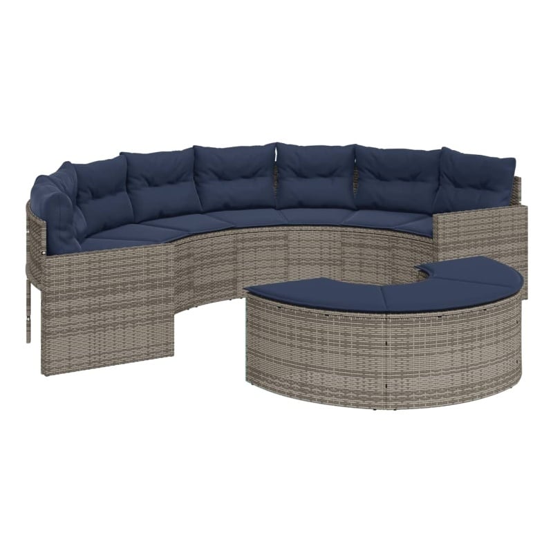 Pemberly Row PE Rattan Large Patio Sofa Set in Gray With Removable Covers
