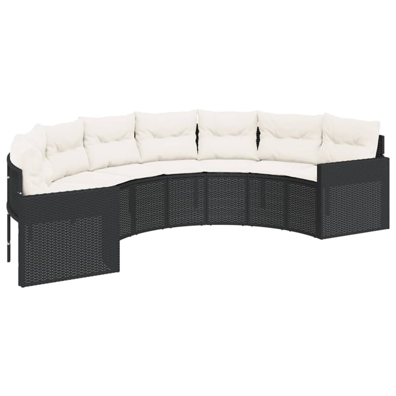 Pemberly Row Contemporary Garden Sofa Set in Black & Cream/White