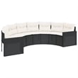 Pemberly Row Contemporary Garden Sofa Set in Black & Cream/White