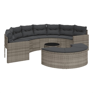 Pemberly Row Contemporary Garden Sofa Set in Powder-coated Gray