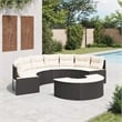Pemberly Row Contemporary Patio Sofa Set in Black & Cream/White Finish