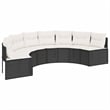 Pemberly Row Contemporary Patio Sofa Set in Black & Cream/White Finish