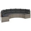Pemberly Row PE Rattan Garden Sofa Set in Gray With Steel Frame and Glass Table