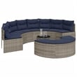 Pemberly Row Contemporary Patio Sofa Set in Gray & Navy Blue