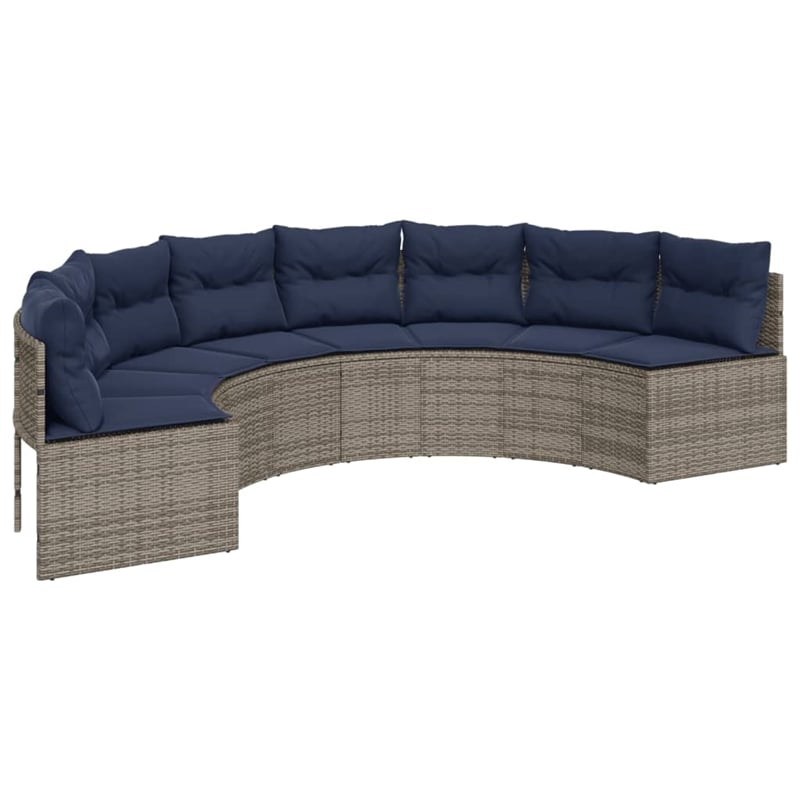 Pemberly Row Contemporary Patio Sofa Set in Gray & Navy Blue