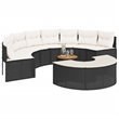 Pemberly Row 3 Piece Half-Round Poly Rattan Patio Sofa Set in Black