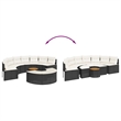 Pemberly Row 3 Piece Half-Round Poly Rattan Patio Sofa Set in Black