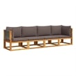 Pemberly Row 4 Piece Garden Sofa Set With Cushions Solid Acacia Wood & Rope