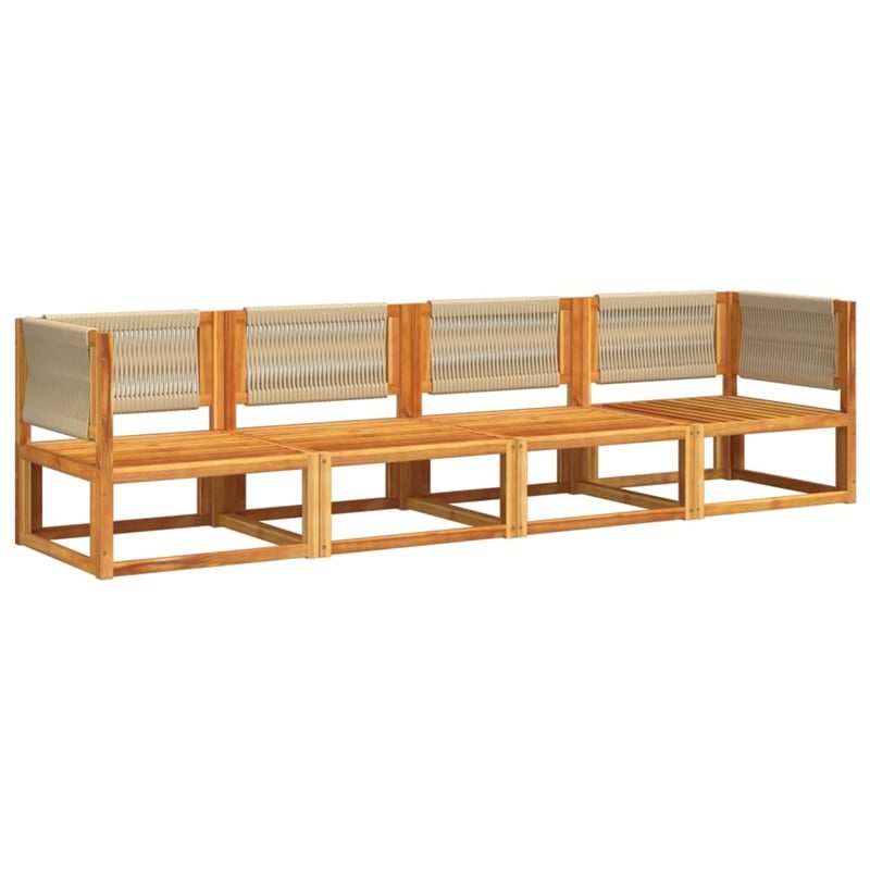 Pemberly Row 4 Piece Garden Sofa Set With Cushions Solid Acacia Wood & Rope