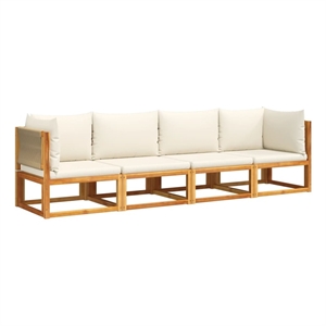 Pemberly Row 4 Piece Garden Sofa Set With Cushions Solid Acacia Wood & Rope