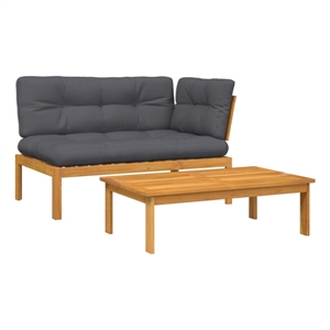Pemberly Row Contemporary Pallet Sofa Set in Anthracite & Natural Wood
