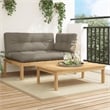 Pemberly Row Solid Acacia Wood Standard Modular Patio Sofa Set in Taupe