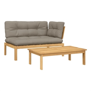 Pemberly Row Solid Acacia Wood Standard Modular Patio Sofa Set in Taupe