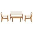 Pemberly Row Solid Acacia Wood 4 Piece Garden Sofa Set in Brown