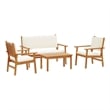 Pemberly Row Solid Acacia Wood 4 Piece Garden Sofa Set in Brown