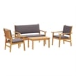 Pemberly Row Solid Acacia Wood 4 Piece Garden Sofa Set in Brown