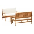 Pemberly Row Solid Acacia Wood 3 Piece Garden Sofa Set in Brown