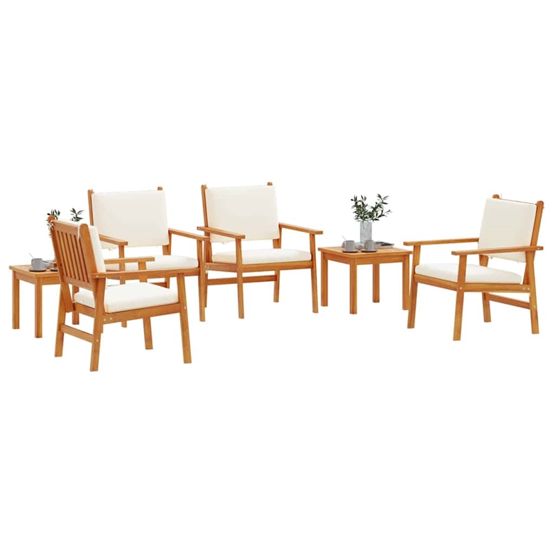 Pemberly Row 6 Piece Solid Acacia Wood Garden Sofa Set in Brown