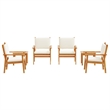 Pemberly Row 6 Piece Solid Acacia Wood Garden Sofa Set in Brown