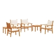Pemberly Row 6 Piece Solid Acacia Wood Garden Sofa Set in Brown
