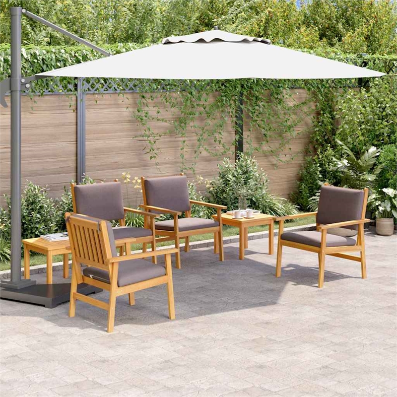 Pemberly Row 6 Piece Solid Acacia Wood Garden Sofa Set in Brown