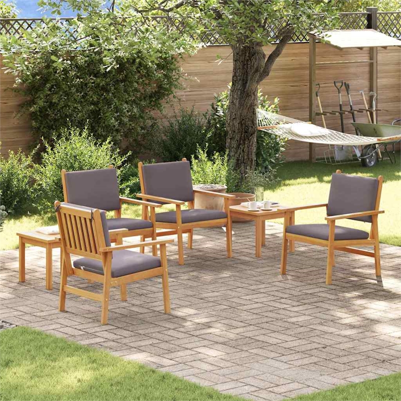 Pemberly Row 6 Piece Solid Acacia Wood Garden Sofa Set in Brown