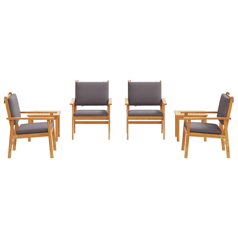 Pemberly Row 6 Piece Solid Acacia Wood Garden Sofa Set in Brown