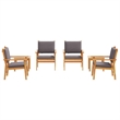 Pemberly Row 6 Piece Solid Acacia Wood Garden Sofa Set in Brown