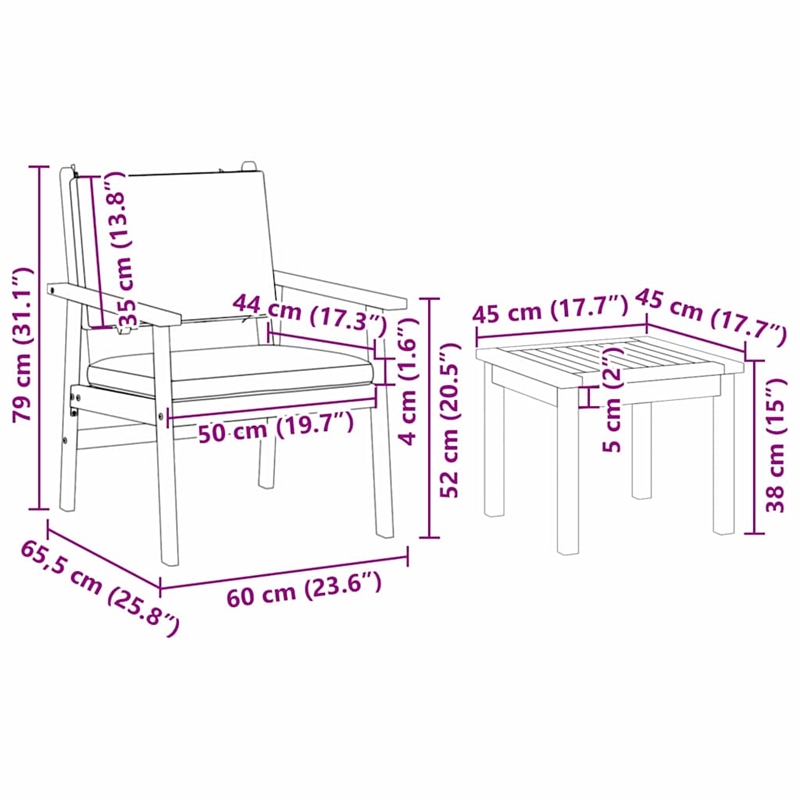 Pemberly Row 6 Piece Solid Acacia Wood Garden Sofa Set in Brown