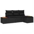 Pemberly Row 4 Piece Poly Rattan Garden Sofa Set With Cushions in Black