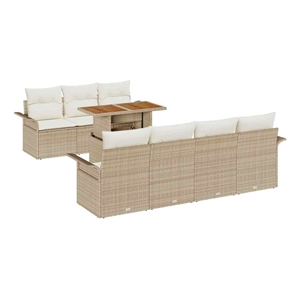 Pemberly Row 8 Piece Garden Sofa Set With Cushions in Beige & Cream