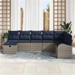 Pemberly Row 8 Pcs Poly Rattan Sofa Set With Cushions Manual in Gray And Navy