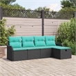 Pemberly Row 5 Pcs Black & Turquoise Poly Rattan Garden Sofa Set Manual