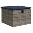 Pemberly Row 6 Pcs Gray & Navy Poly Rattan Garden Sofa Set With Cushions