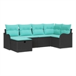 Pemberly Row 6 Pcs Black & Turquoise Poly Rattan Garden Sofa Set Manual