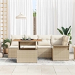 Pemberly Row 6 Piece Garden Sofa Set With Cushions in Beige & Cream