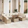 Pemberly Row 10 Pcs Beige & Cream Garden Sofa Set With Cushions