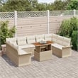 Pemberly Row 10 Pcs Beige & Cream Garden Sofa Set With Cushions