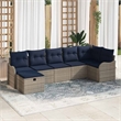 Pemberly Row Gray & Navy Poly Rattan Sofa Set With Cushions With Storage