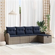 Pemberly Row Gray & Navy Poly Rattan Sofa Set With Cushions With Storage