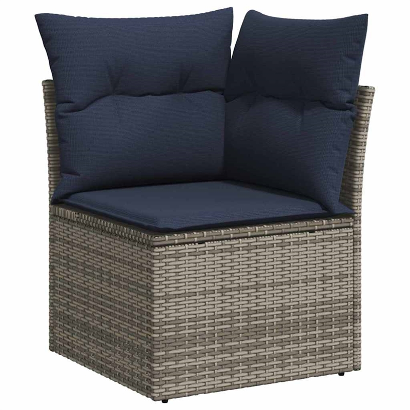 Pemberly Row Poly Rattan Sofa Set With Cushions And Storage in Gray And Navy