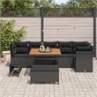 Pemberly Row 9 Pcs Poly Rattan And Powder-Coated Steel Garden Sofa Set in Black