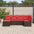Pemberly Row Poly Rattan Sofa Set With Cushions And Storage in Brown And Red